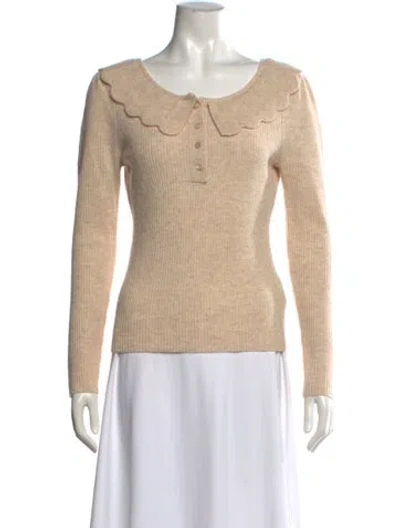 Pre-owned Loveshackfancy Wool Crew Neck Sweater In Neutrals