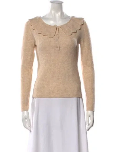 Pre-owned Loveshackfancy Wool Crew Neck Sweater In Neutrals