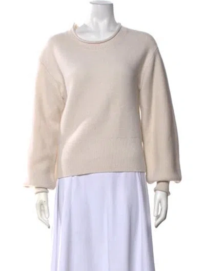 Pre-owned Loveshackfancy Wool Crew Neck Sweater In Neutrals