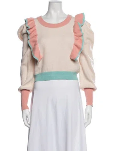 Pre-owned Loveshackfancy Wool Crew Neck Sweater In Neutrals