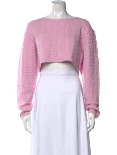 Pre-owned Loveshackfancy Wool Crew Neck Sweater In Pink