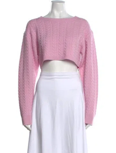 Pre-owned Loveshackfancy Wool Crew Neck Sweater In Pink