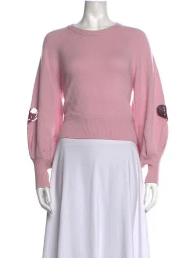 Pre-owned Loveshackfancy Wool Crew Neck Sweater In Pink