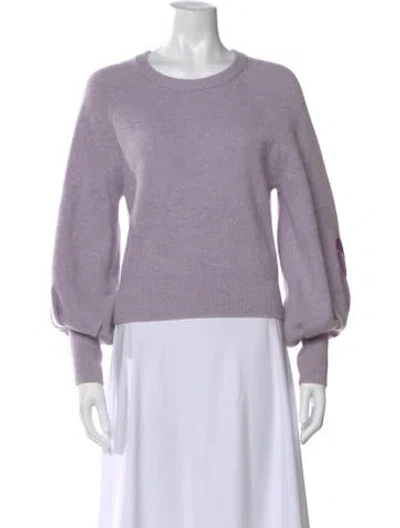 Pre-owned Loveshackfancy Wool Crew Neck Sweater In Purple