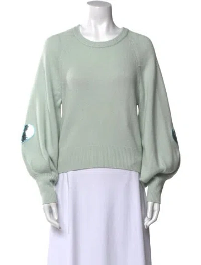 Pre-owned Loveshackfancy Wool Crew Neck Sweater W/ Tags In Green