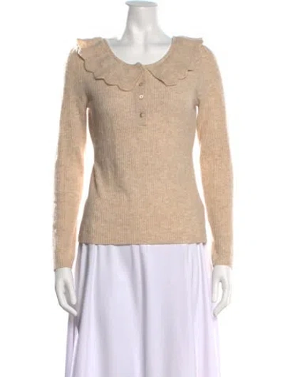 Pre-owned Loveshackfancy Wool Crew Neck Sweater W/ Tags In Neutrals