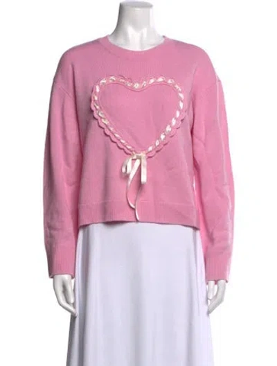 Pre-owned Loveshackfancy Wool Crew Neck Sweater W/ Tags In Pink