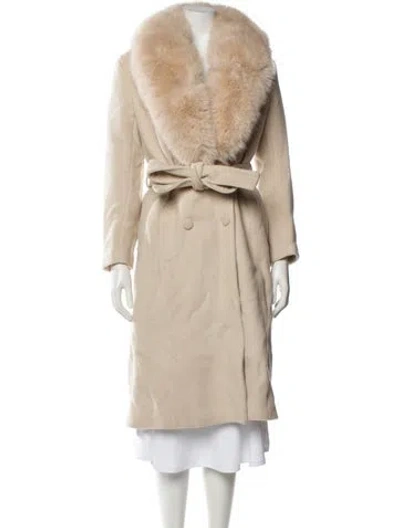 Pre-owned Loveshackfancy Wool Faux Fur Coat In Neutrals