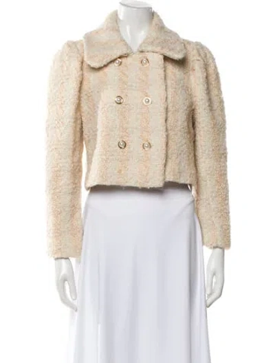 Pre-owned Loveshackfancy Wool Faux Fur Jacket In Neutral