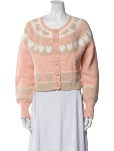 Pre-owned Loveshackfancy Wool Floral Print Jacket In Pink