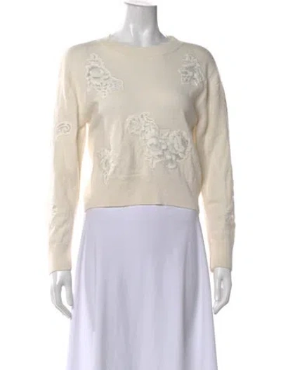 Pre-owned Loveshackfancy Wool Floral Print Sweater In Neutral