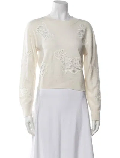 Pre-owned Loveshackfancy Wool Floral Print Sweater In Neutrals