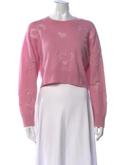 Pre-owned Loveshackfancy Wool Floral Print Sweater In Pink