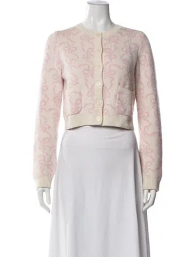 Pre-owned Loveshackfancy Wool Floral Print Sweater In Pink