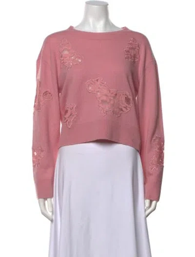 Pre-owned Loveshackfancy Wool Floral Print Sweater In Pink
