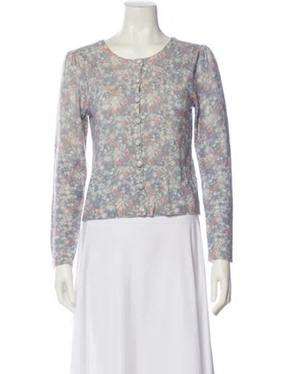 Pre-owned Loveshackfancy Wool Floral Print Sweater In Purple