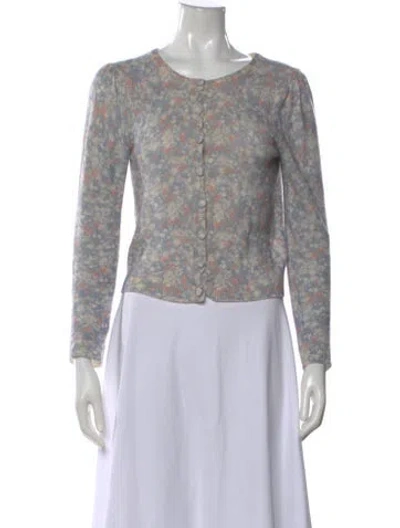 Pre-owned Loveshackfancy Wool Floral Print Sweater In Purple
