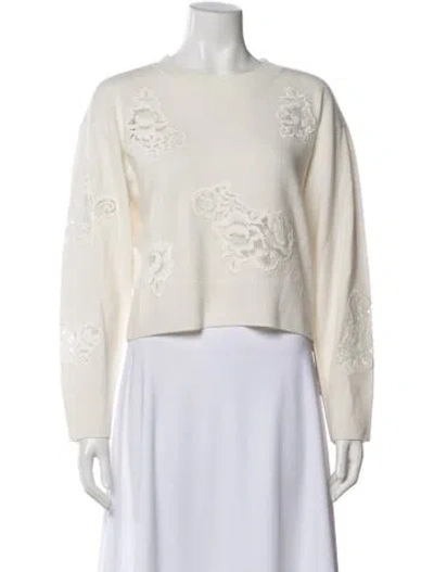 Pre-owned Loveshackfancy Wool Floral Print Sweater W/ Tags In Neutral
