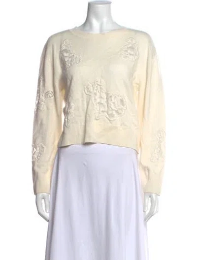 Pre-owned Loveshackfancy Wool Floral Print Sweater In Yellow