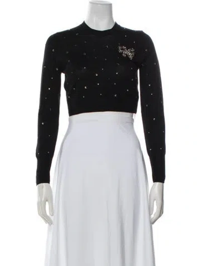 Pre-owned Loveshackfancy Wool Graphic Print Sweater In Black