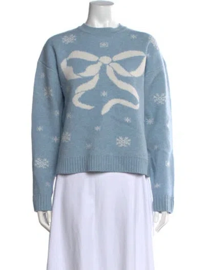 Pre-owned Loveshackfancy Wool Graphic Print Sweater In Blue