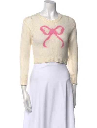 Pre-owned Loveshackfancy Wool Graphic Print Sweater In Neutral