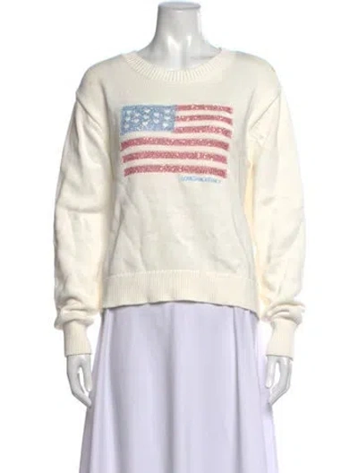 Pre-owned Loveshackfancy Wool Graphic Print Sweater In Neutrals