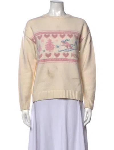 Pre-owned Loveshackfancy Wool Graphic Print Sweater In Neutrals