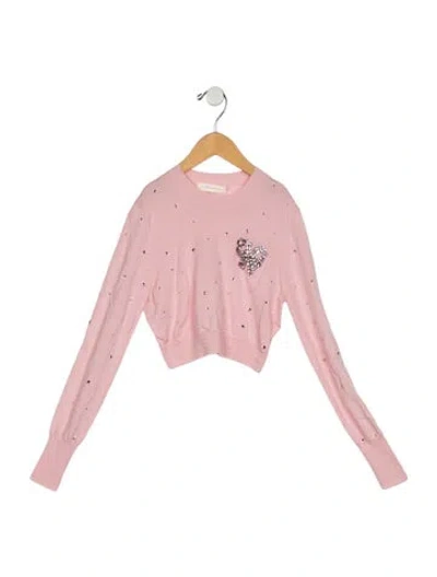 Pre-owned Loveshackfancy Wool Graphic Print Sweater In Pink