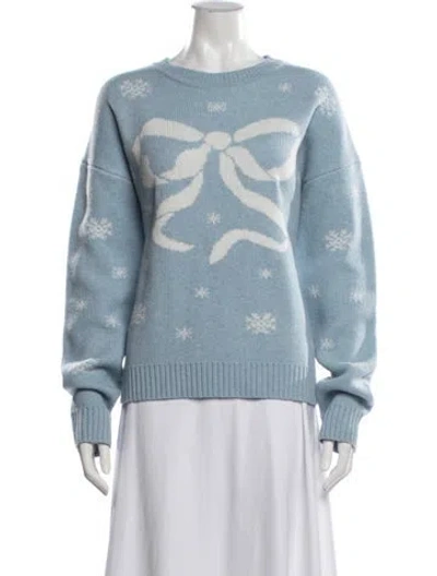 Pre-owned Loveshackfancy Wool Graphic Print Sweater W/ Tags In Blue
