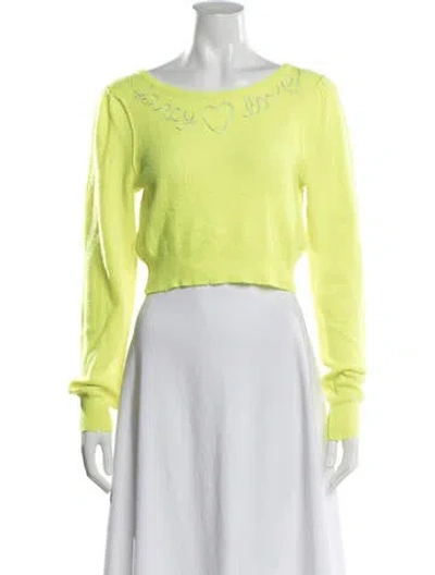 Pre-owned Loveshackfancy Wool Graphic Print Sweater In Yellow