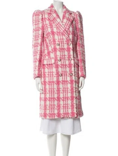 Pre-owned Loveshackfancy Wool Houndstooth Print Coat In Pink