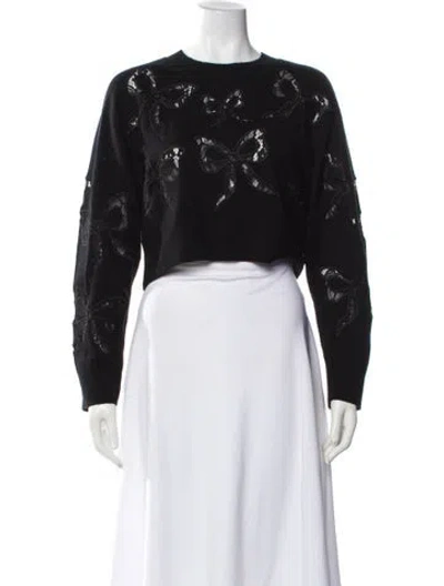 Pre-owned Loveshackfancy Wool Lace Pattern Sweater In Black