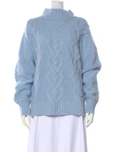 Pre-owned Loveshackfancy Wool Mock Neck Sweater In Blue