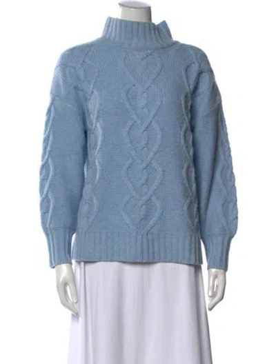 Pre-owned Loveshackfancy Wool Mock Neck Sweater In Blue
