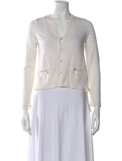 Pre-owned Loveshackfancy Wool Open Front Sweater In Neutral