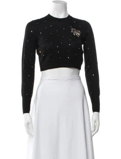 Pre-owned Loveshackfancy Wool Patterned Sweater In Black
