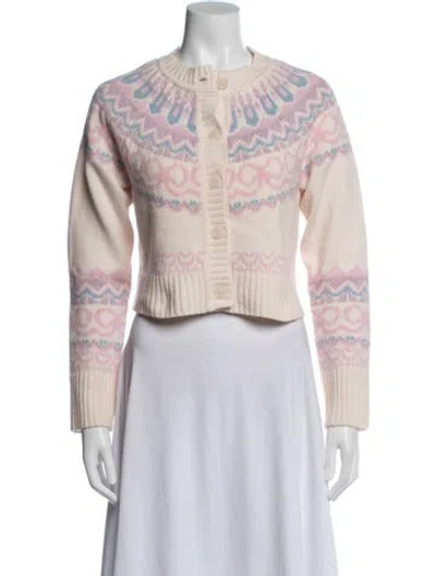 Pre-owned Loveshackfancy Wool Patterned Sweater In Neutral