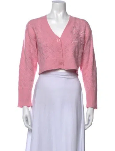 Pre-owned Loveshackfancy Wool Patterned Sweater In Pink