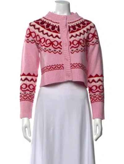 Pre-owned Loveshackfancy Wool Patterned Sweater In Pink
