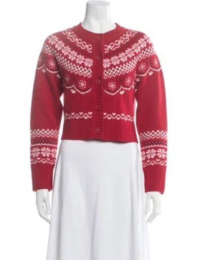 Pre-owned Loveshackfancy Wool Patterned Sweater In Red