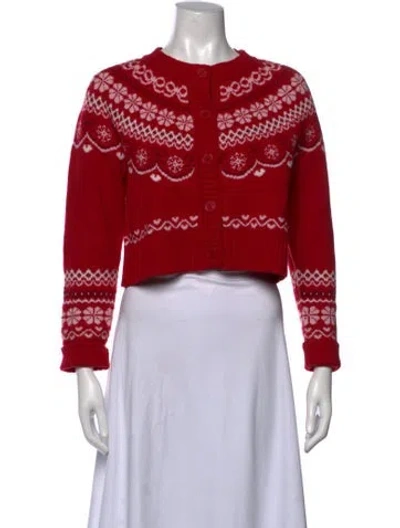Pre-owned Loveshackfancy Wool Patterned Sweater In Red