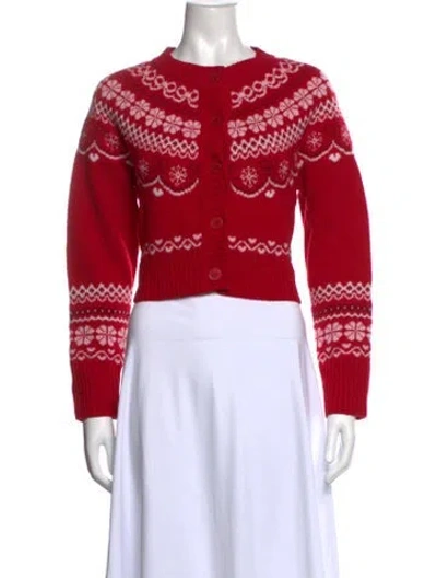 Pre-owned Loveshackfancy Wool Patterned Sweater In Red