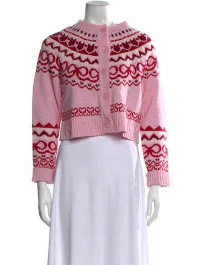 Pre-owned Loveshackfancy Wool Patterned Sweater W/ Tags In Pink