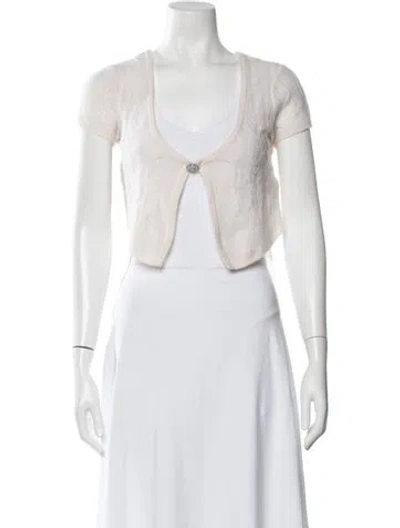 Pre-owned Loveshackfancy Wool Patterned Sweater In White