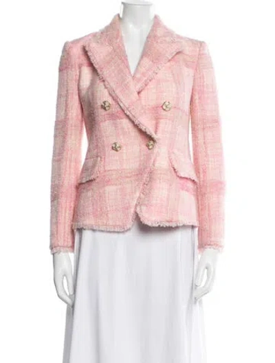 Pre-owned Loveshackfancy Wool Plaid Print Blazer W/ Tags In Pink