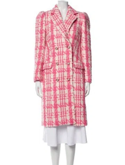 Pre-owned Loveshackfancy Wool Plaid Print Coat In Pink