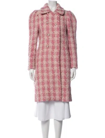 Pre-owned Loveshackfancy Wool Plaid Print Coat In Pink