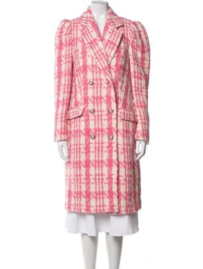 Pre-owned Loveshackfancy Wool Plaid Print Coat In Pink