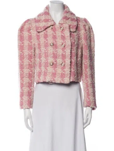 Pre-owned Loveshackfancy Wool Plaid Print Jacket W/ Tags In Pink